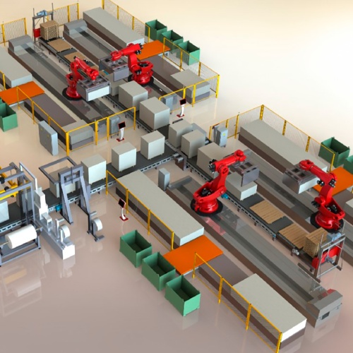 Автоматизированная линия ROBOTECH для укладки и упаковки бетонных блоков